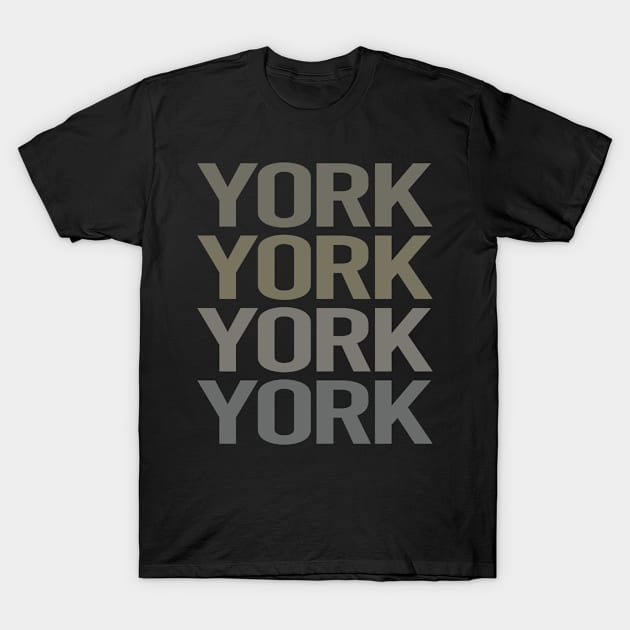 Gray Text Art York T-Shirt by flaskoverhand